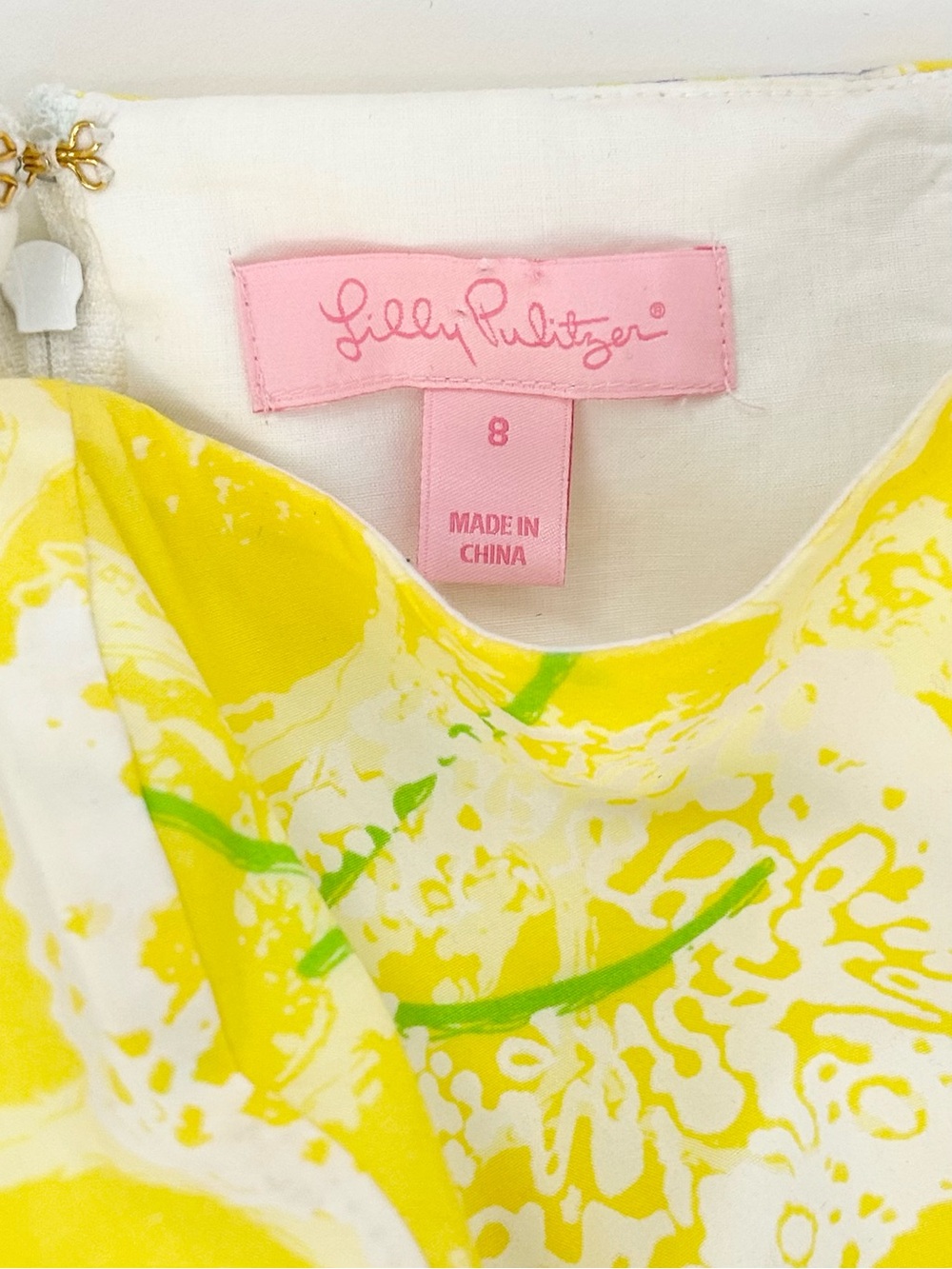 Lilly Pulitzer Olie Dandelion Strapless Bow Hem Cotton Dress Size 8 - Picture 4 of 11
